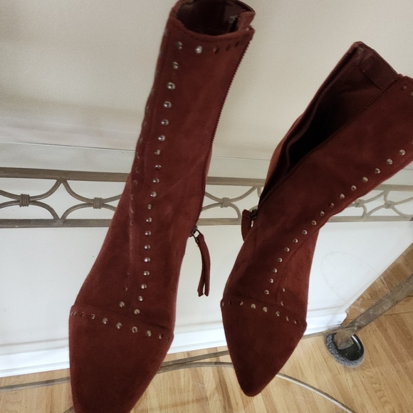Universal Thread Rust Suede Heeled Boots - Picture 2 of 6